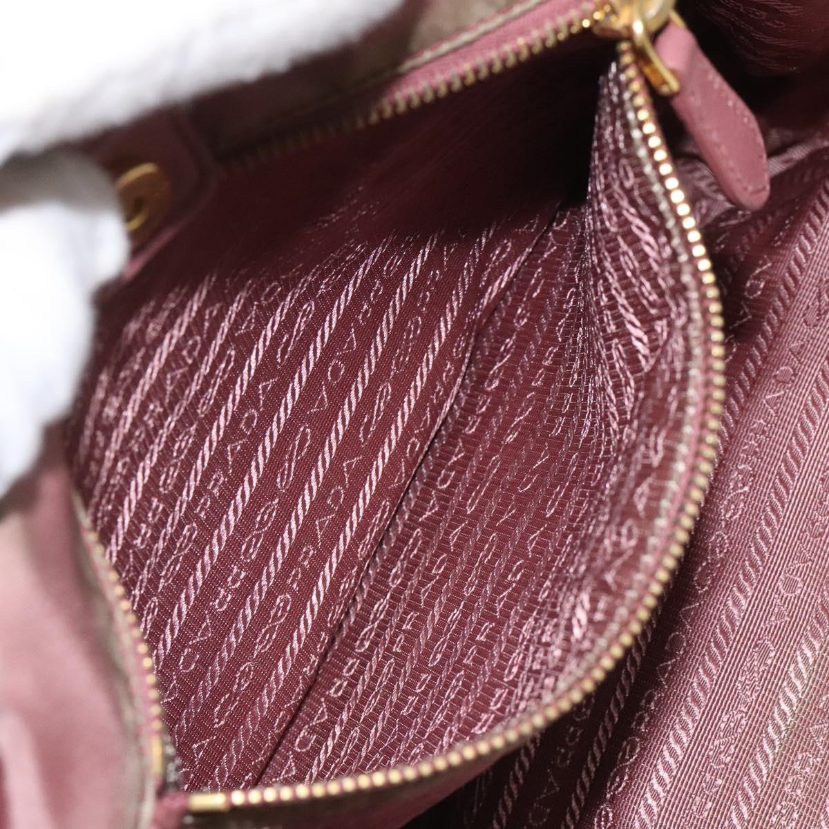 PRADA Hand Bag Nylon Pink Gold Auth 113965