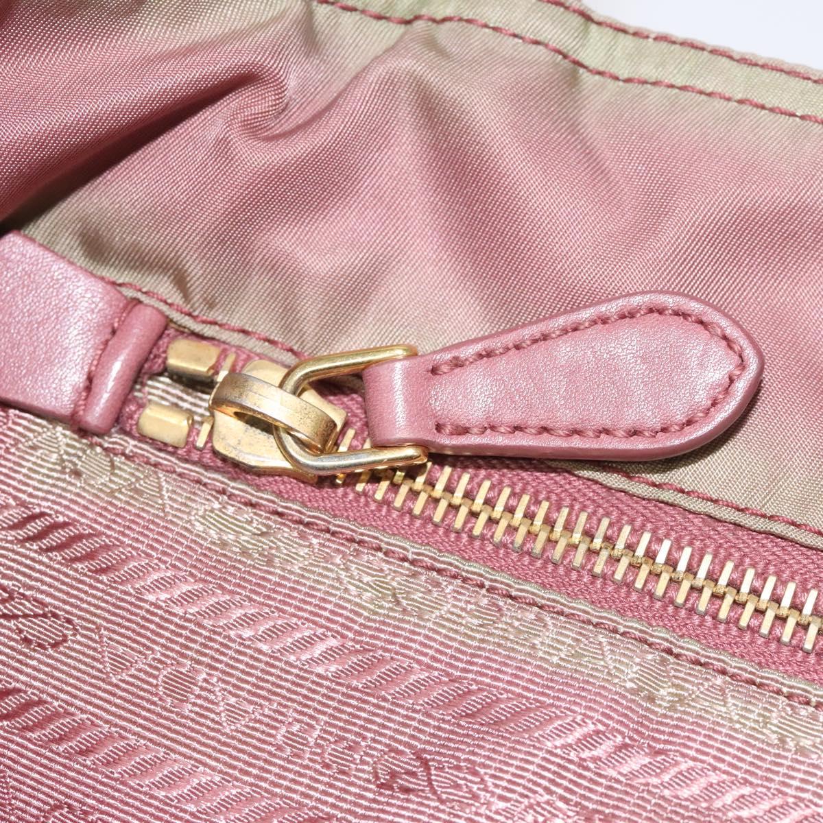 PRADA Hand Bag Nylon Pink Gold Auth 113965