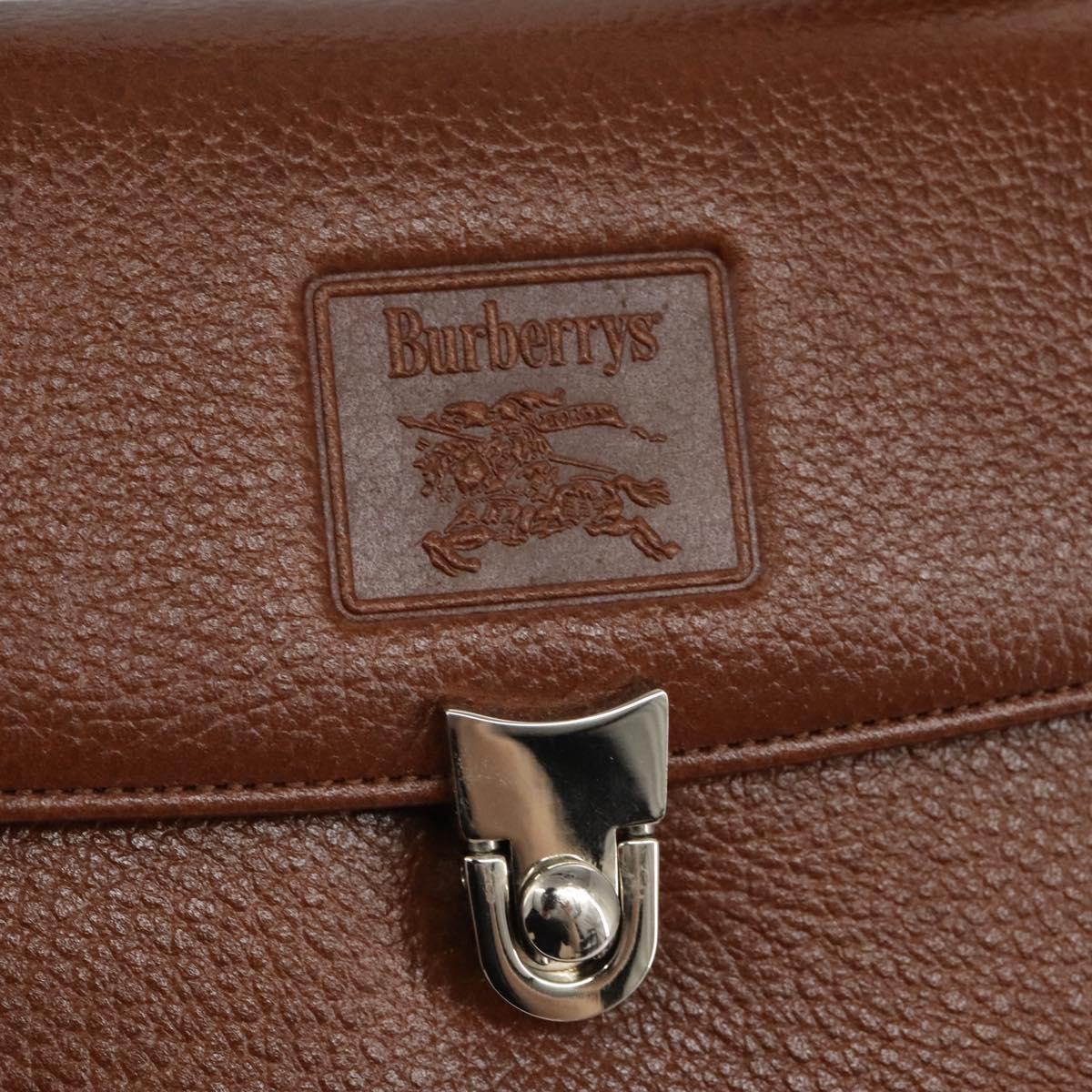 Burberrys Hand Bag Leather Brown Auth 113987