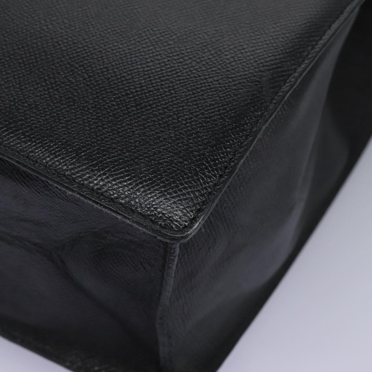 BVLGARI Hand Bag Leather Black Auth 113988