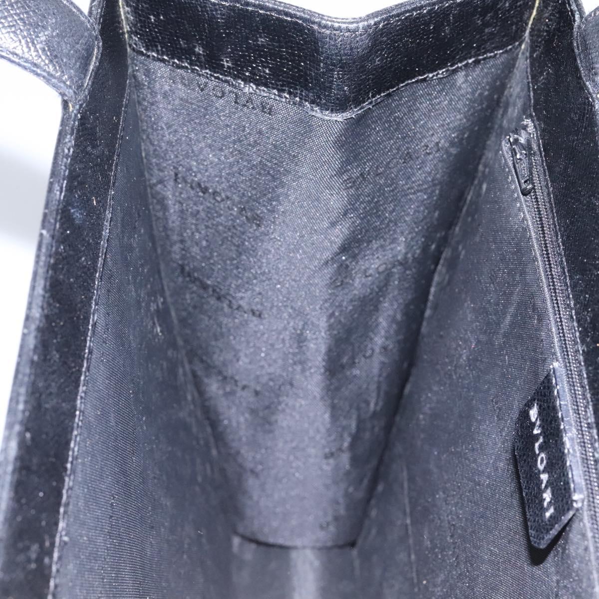 BVLGARI Hand Bag Leather Black Auth 113988