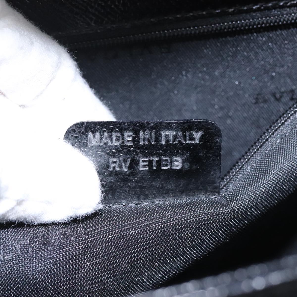 BVLGARI Hand Bag Leather Black Auth 113988