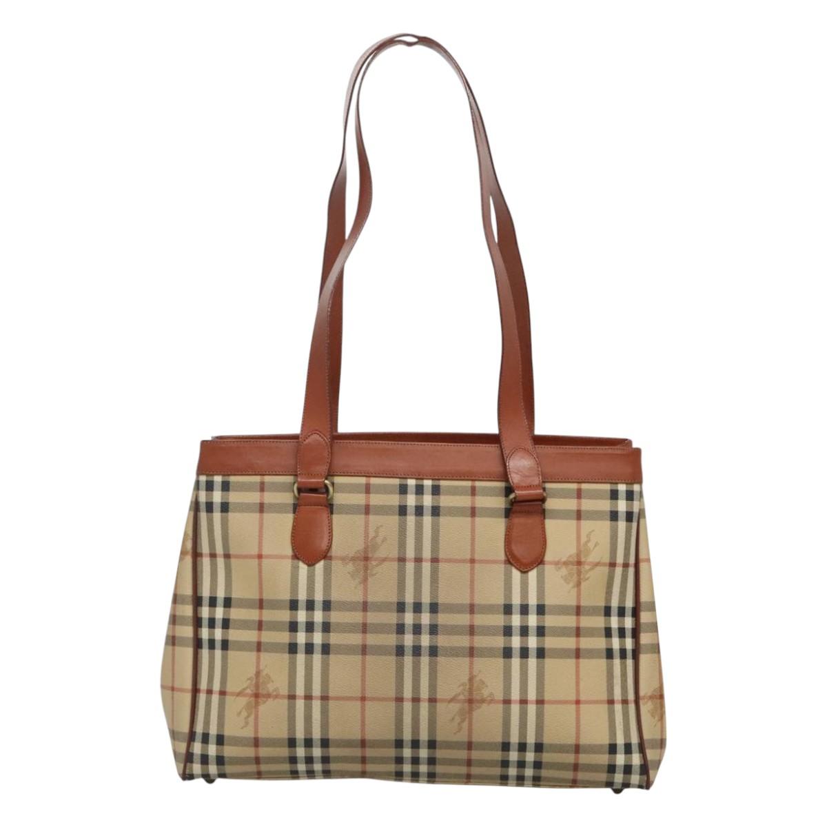 Burberrys Nova Check Tote Bag PVC Beige Brown Auth 114004