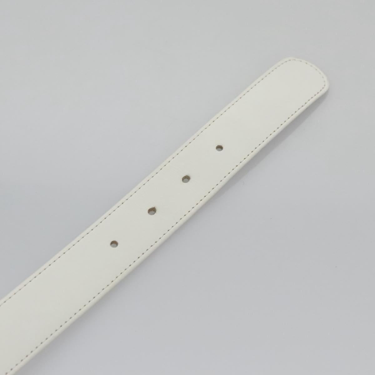 Christian Dior Adjustable Belt Leather 23.6""-26.4"" White Gold Auth 114033