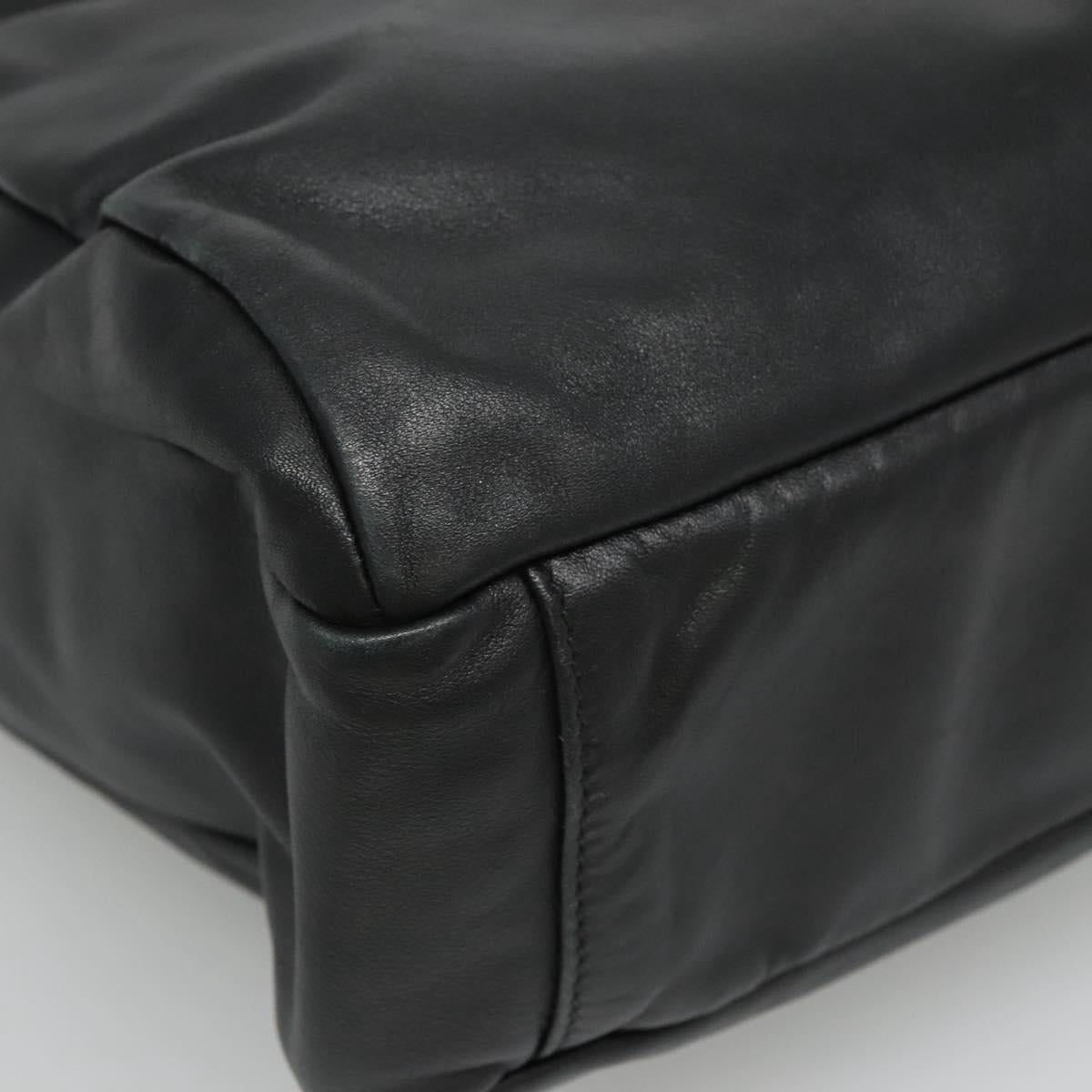 PRADA Hand Bag Leather 2way Black Silver Auth 114042