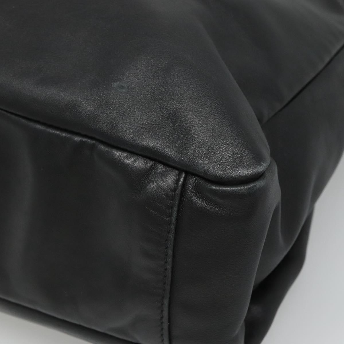 PRADA Hand Bag Leather 2way Black Silver Auth 114042