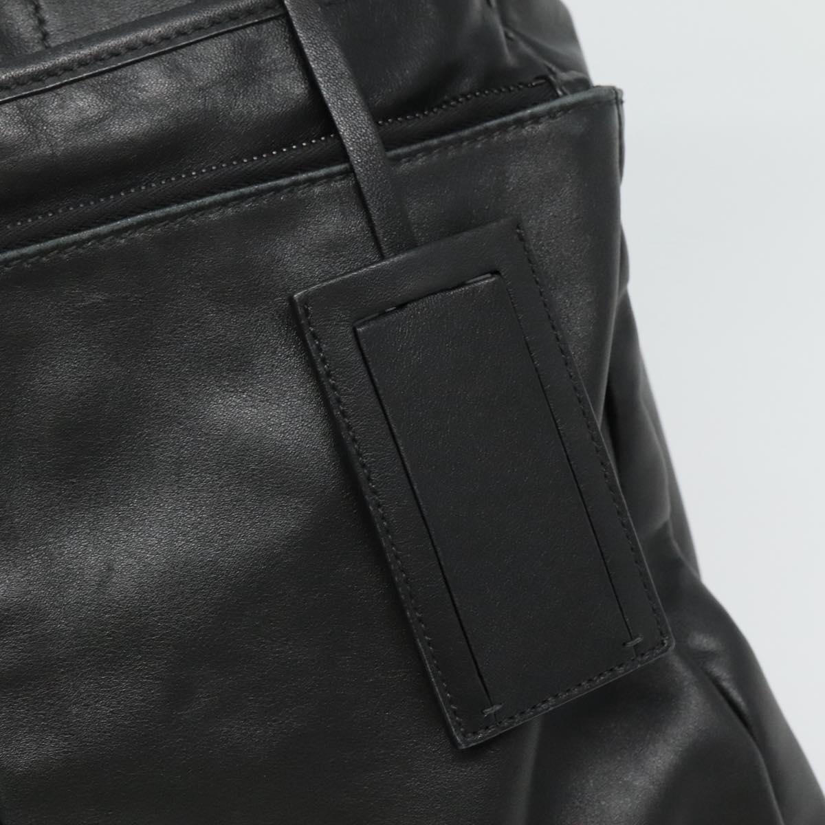 PRADA Hand Bag Leather 2way Black Silver Auth 114042