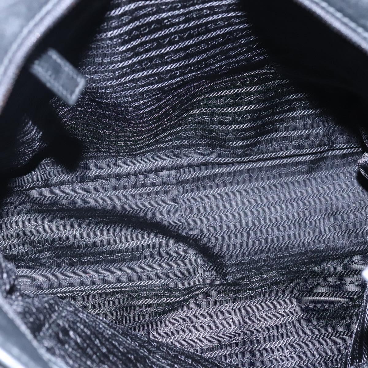 PRADA Hand Bag Leather 2way Black Silver Auth 114042