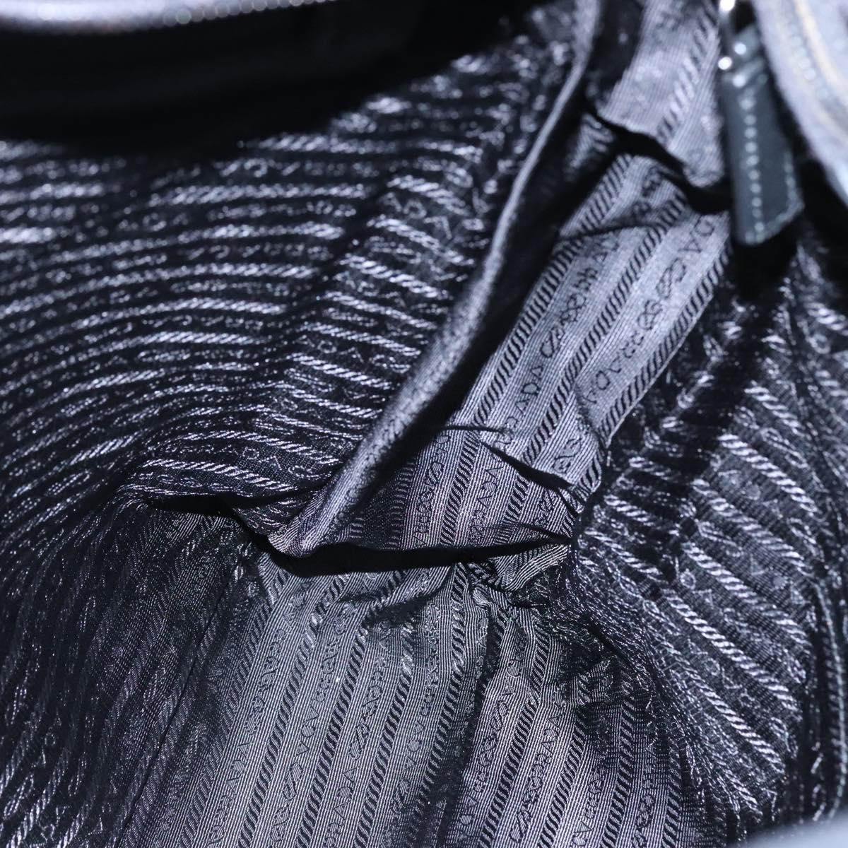 PRADA Hand Bag Leather 2way Black Silver Auth 114042