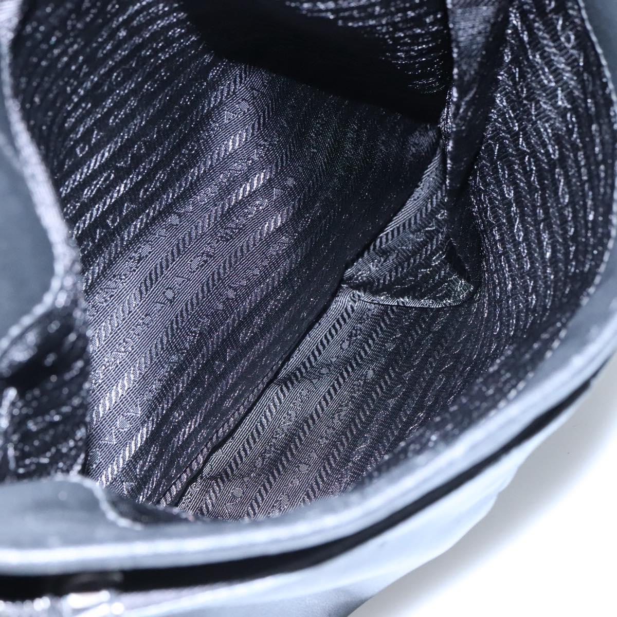 PRADA Hand Bag Leather 2way Black Silver Auth 114042