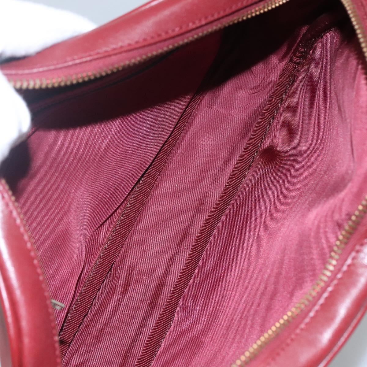 CARTIER Must Line Shoulder Bag Leather Wine Red Gold Auth 114043