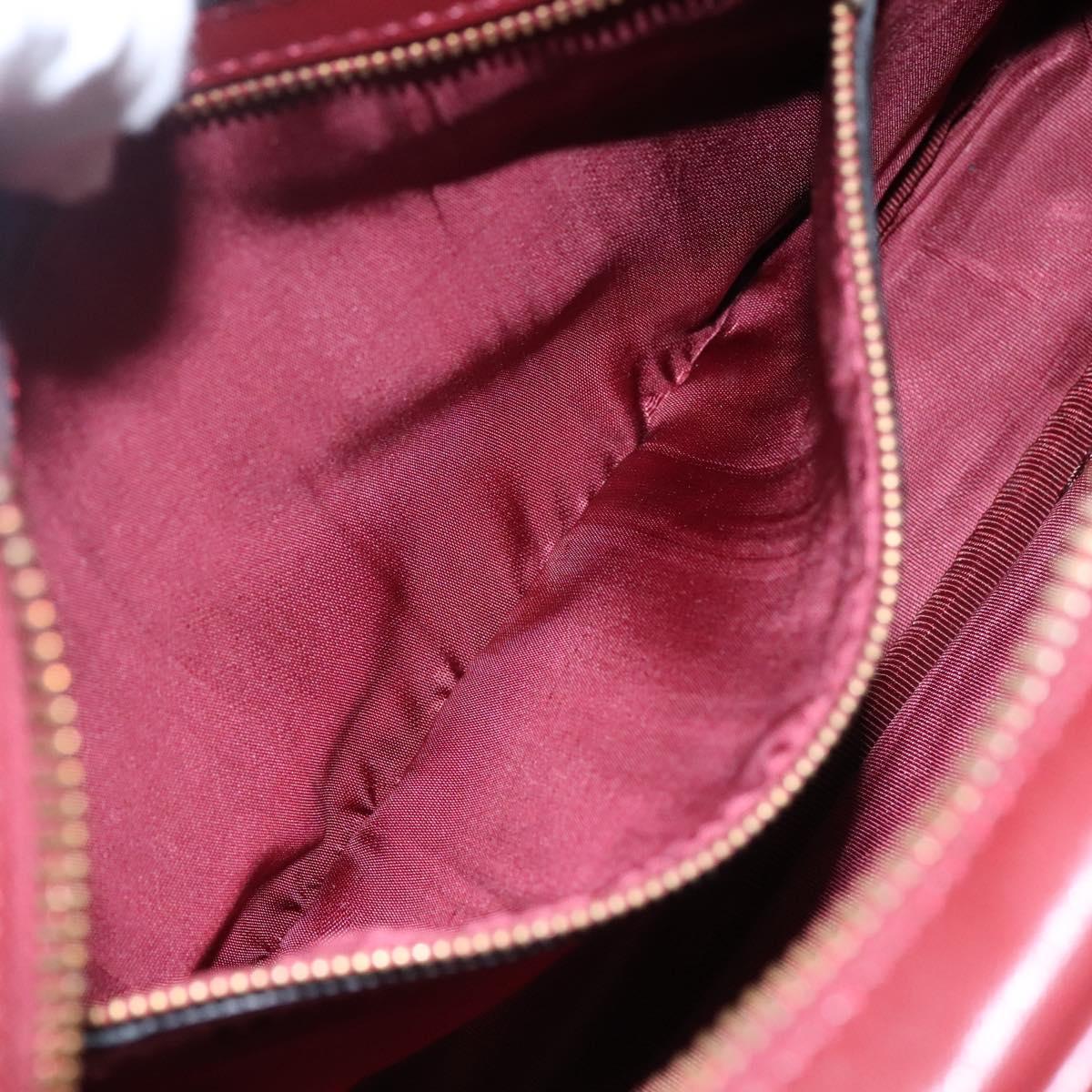 CARTIER Must Line Shoulder Bag Leather Wine Red Gold Auth 114043