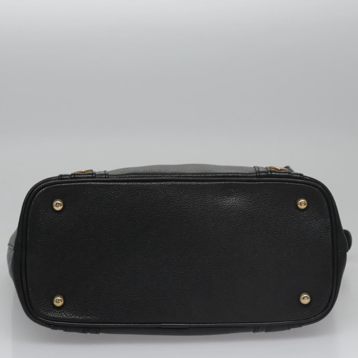 MCM Tote Bag Leather Black Gold Auth 114097