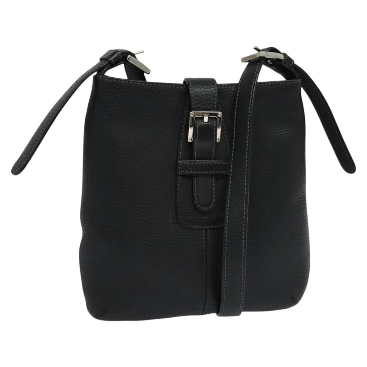 LOEWE Shoulder Bag Leather Black Auth 114108
