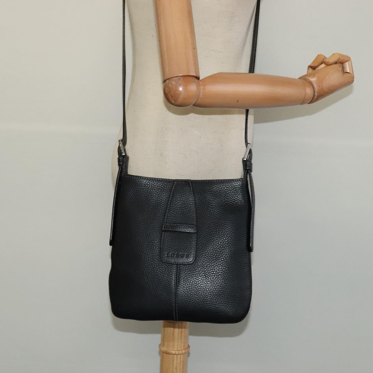 LOEWE Shoulder Bag Leather Black Auth 114108
