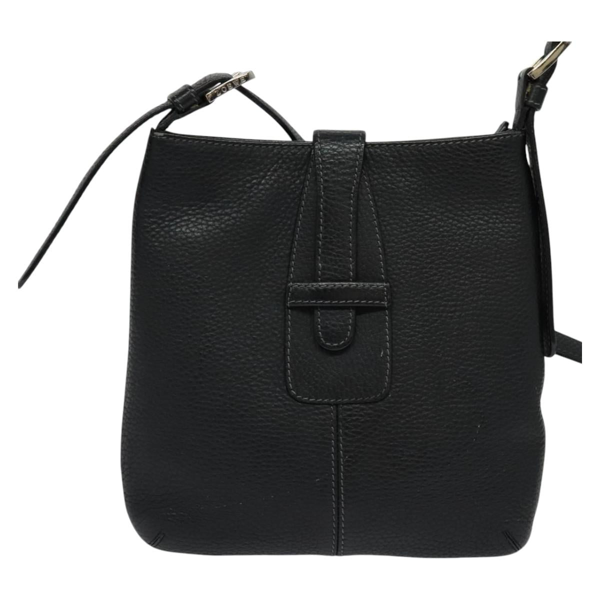 LOEWE Shoulder Bag Leather Black Auth 114108