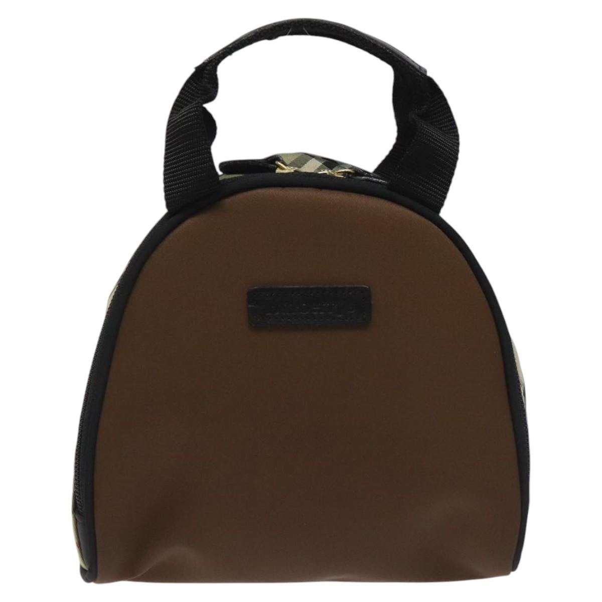 Burberrys Nova Check Hand Bag Nylon Brown Auth 114164