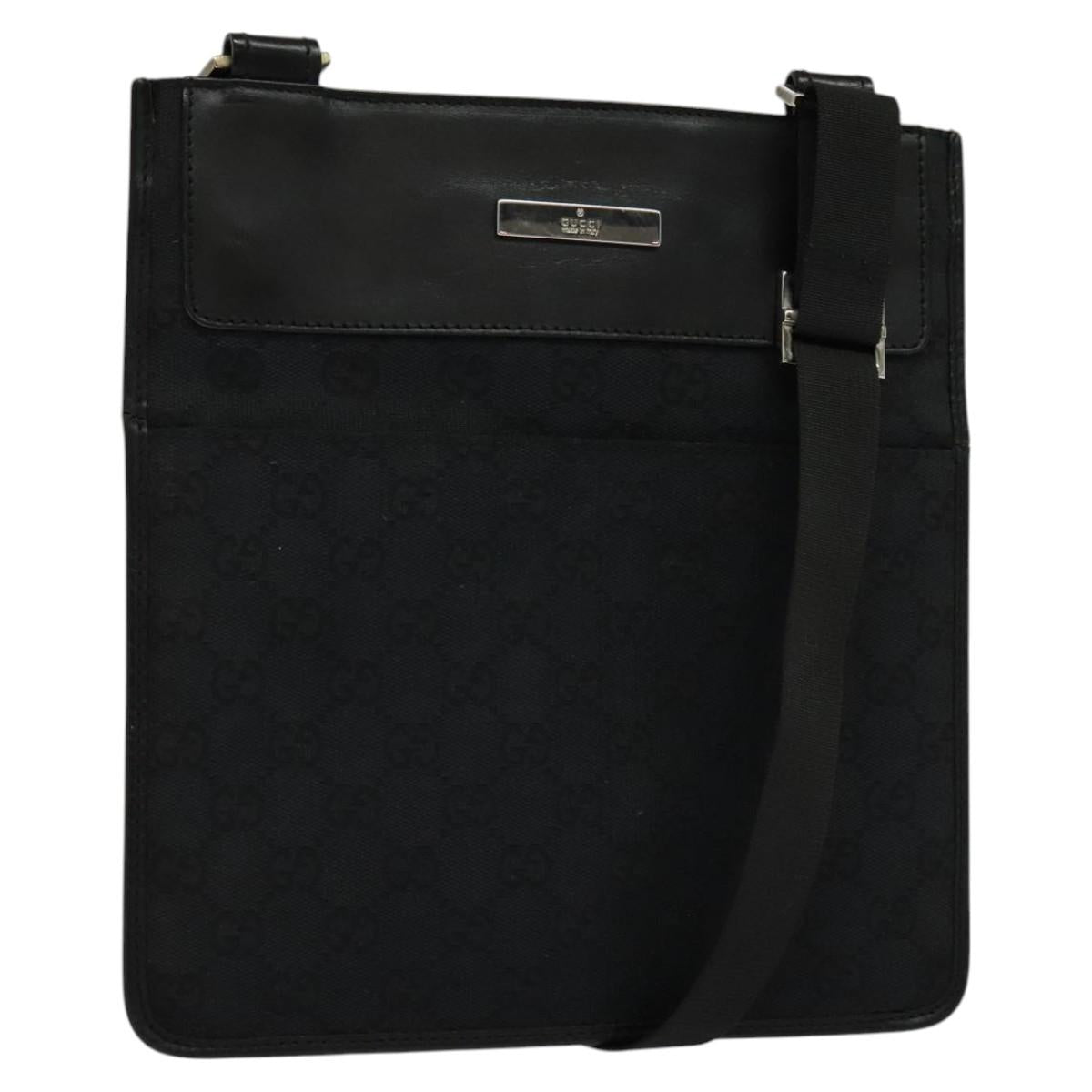 GUCCI GG Canvas Shoulder Bag Black 019 0348 Auth 114185