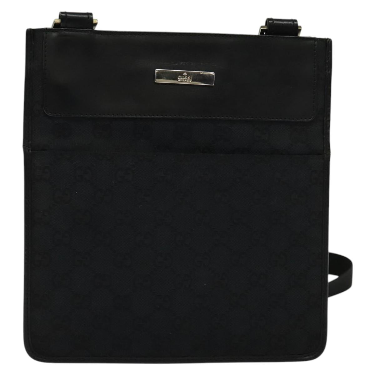 GUCCI GG Canvas Shoulder Bag Black 019 0348 Auth 114185