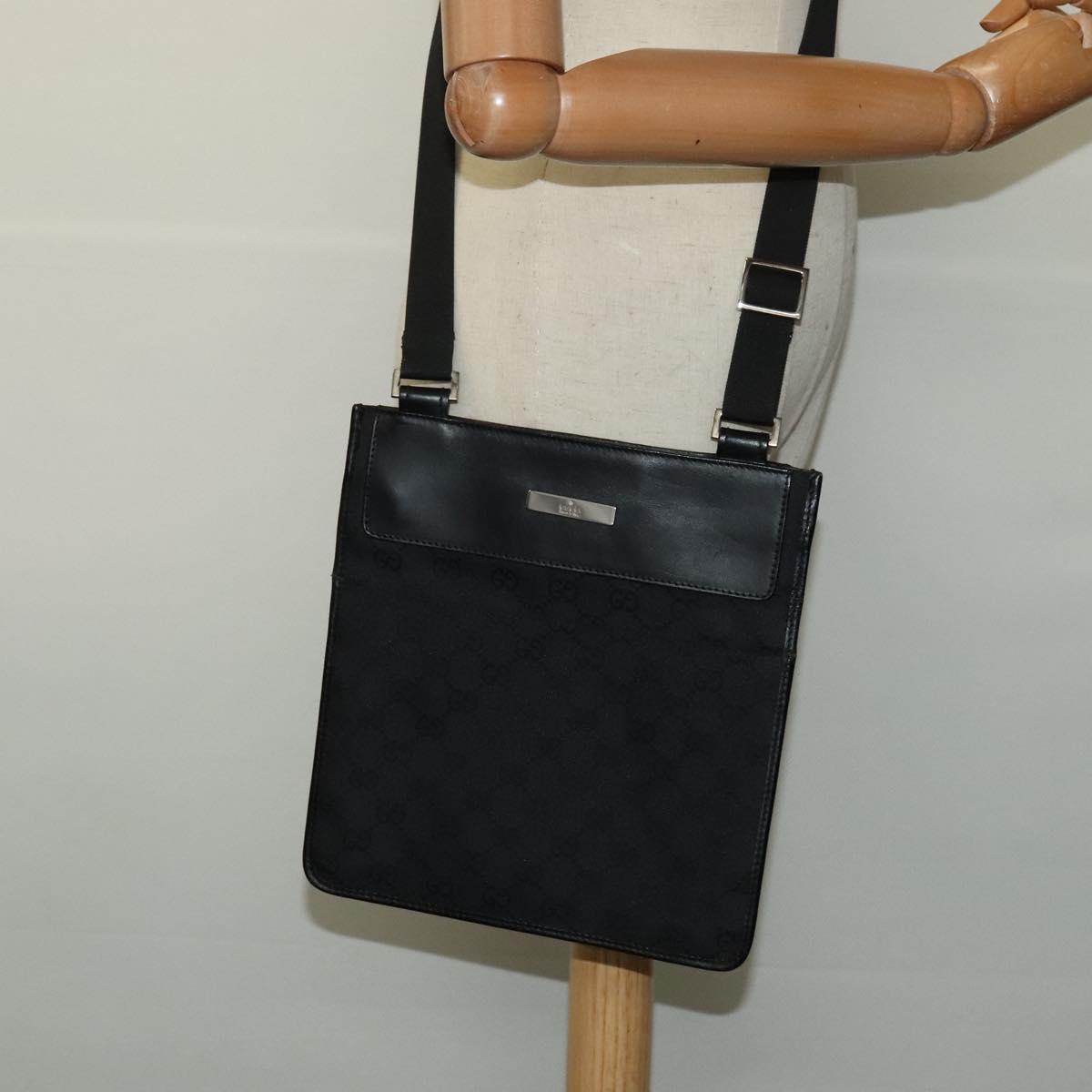 GUCCI GG Canvas Shoulder Bag Black 019 0348 Auth 114185