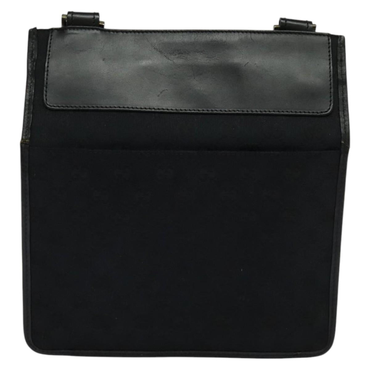 GUCCI GG Canvas Shoulder Bag Black 019 0348 Auth 114185