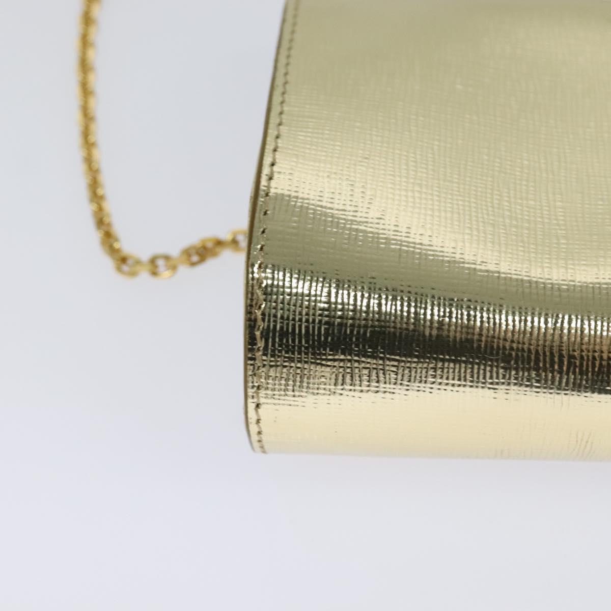 FENDI Chain Shoulder Bag Leather Gold Tone Auth 114194