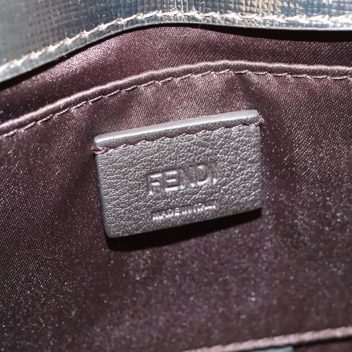 FENDI Chain Shoulder Bag Leather Gold Tone Auth 114194