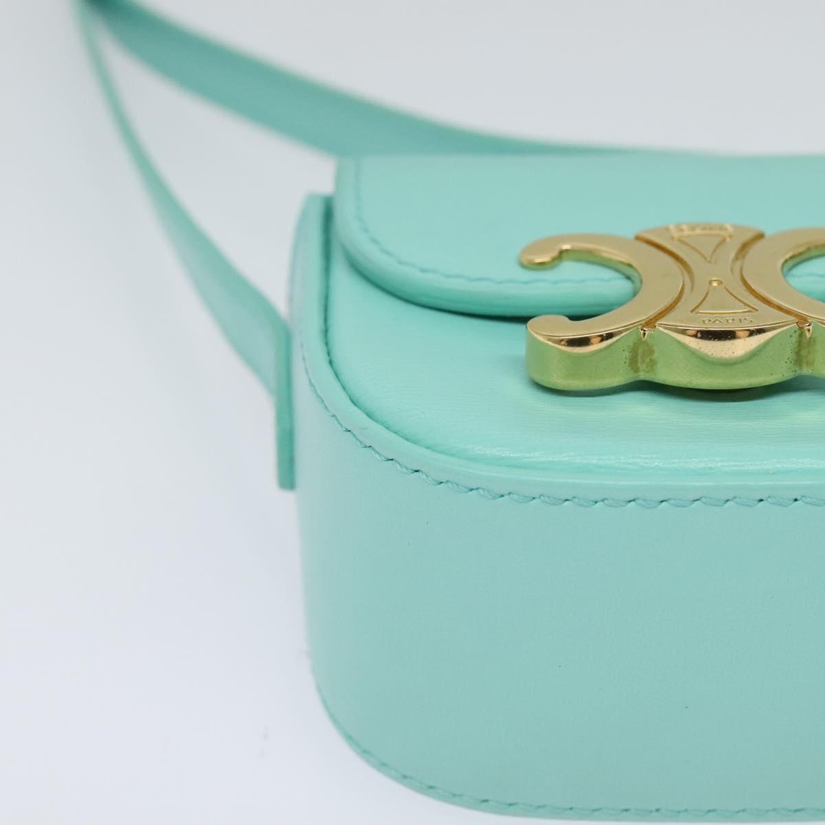 CELINE Triomphe Mini Claude Shoulder Bag Leather Light Blue Auth 114195SAV