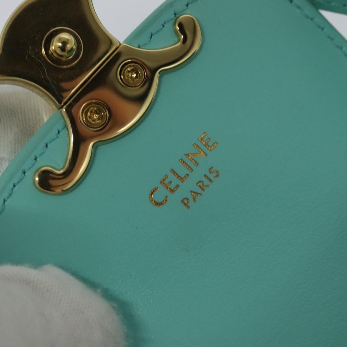 CELINE Triomphe Mini Claude Shoulder Bag Leather Light Blue Auth 114195SAV