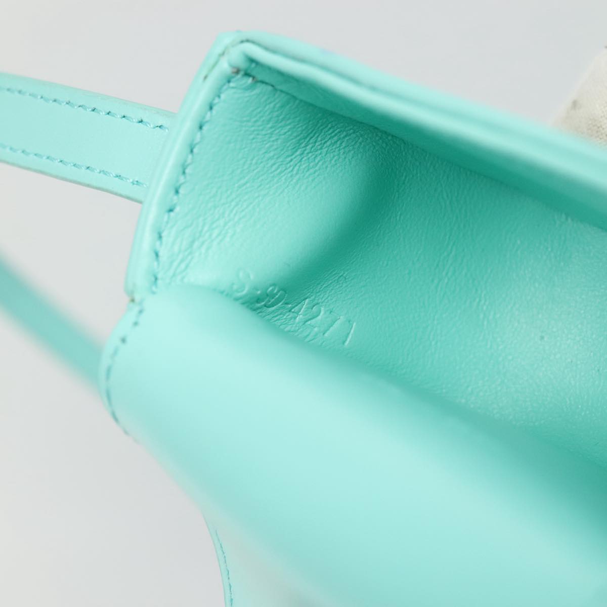 CELINE Triomphe Mini Claude Shoulder Bag Leather Light Blue Auth 114195SAV
