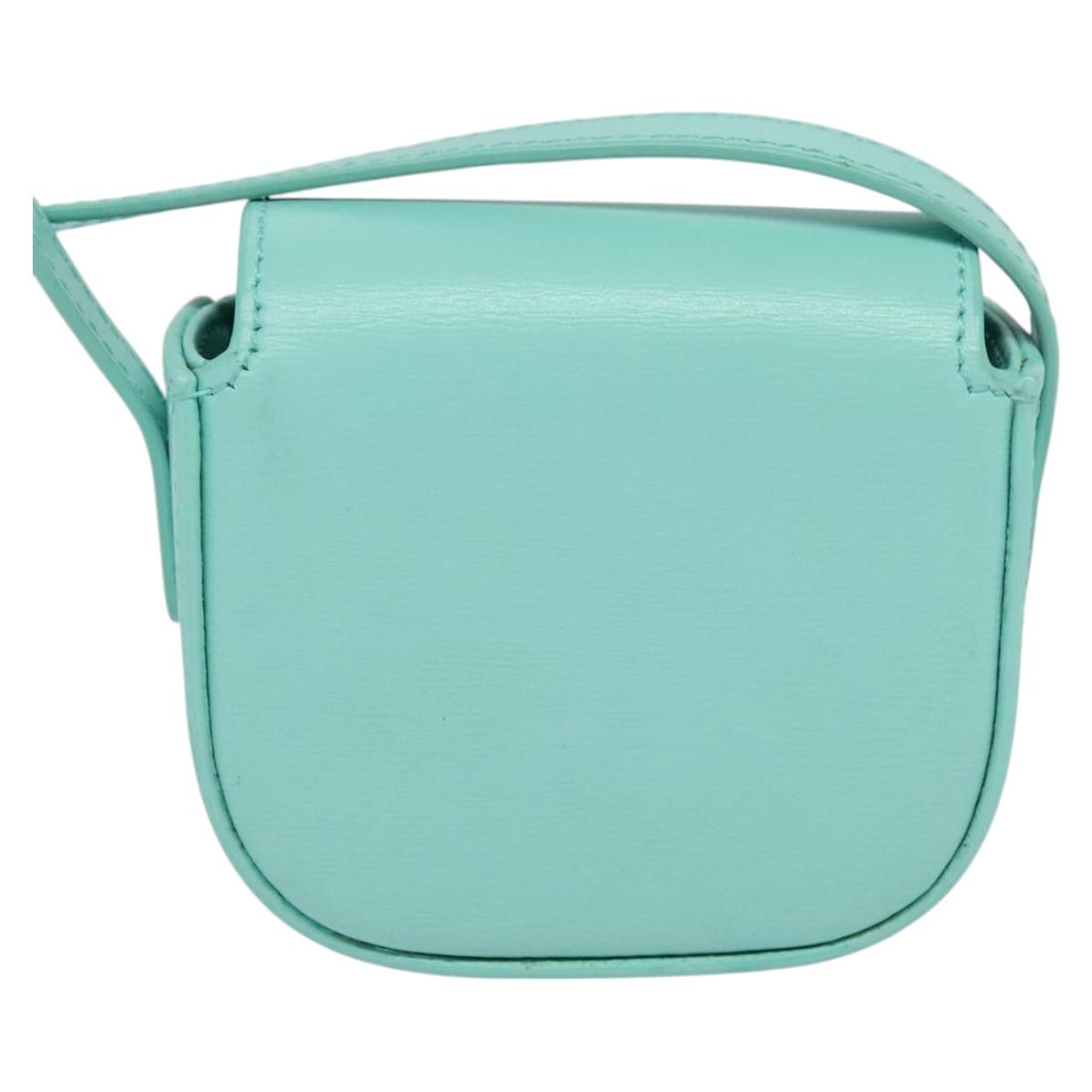 CELINE Triomphe Mini Claude Shoulder Bag Leather Light Blue Auth 114195SAV