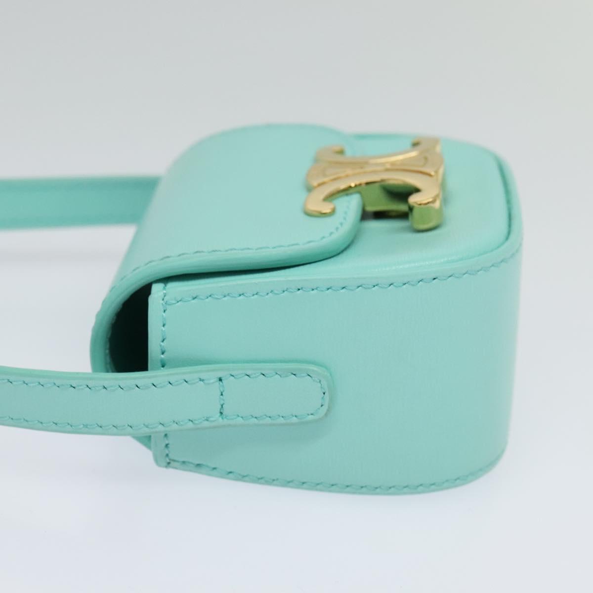 CELINE Triomphe Mini Claude Shoulder Bag Leather Light Blue Auth 114195SAV