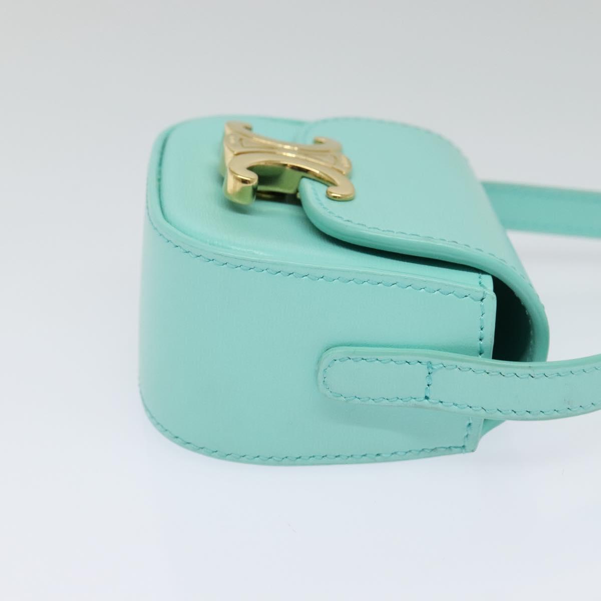 CELINE Triomphe Mini Claude Shoulder Bag Leather Light Blue Auth 114195SAV