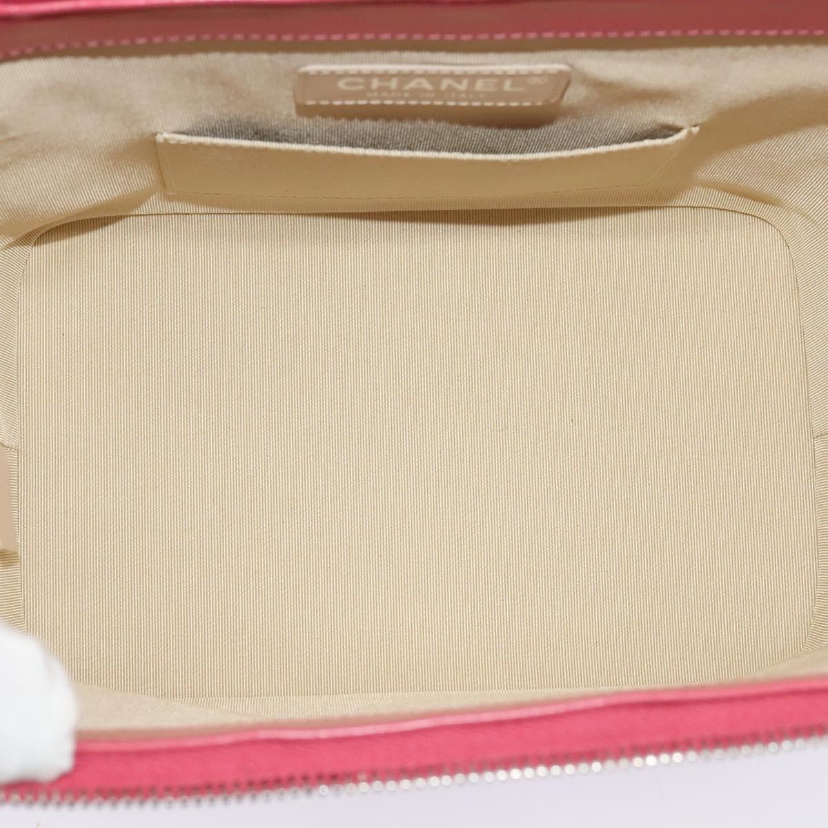 CHANEL Wicker Vanity Chain Shoulder Bag Rattan 2way Pink Silver CC Auth 114200AM