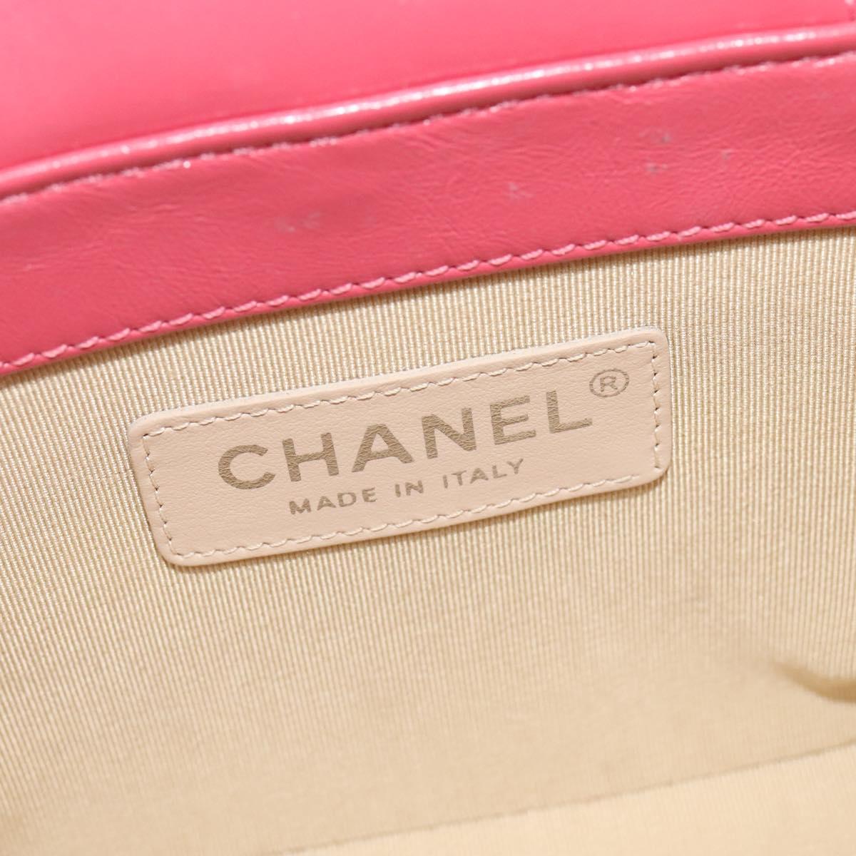 CHANEL Wicker Vanity Chain Shoulder Bag Rattan 2way Pink Silver CC Auth 114201SAM