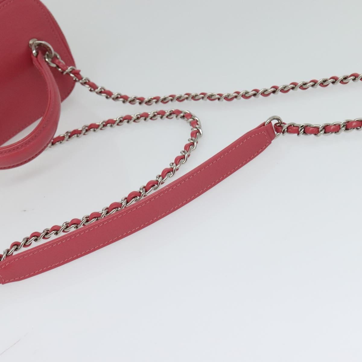 CHANEL Wicker Vanity Chain Shoulder Bag Rattan 2way Pink Silver CC Auth 114201AM