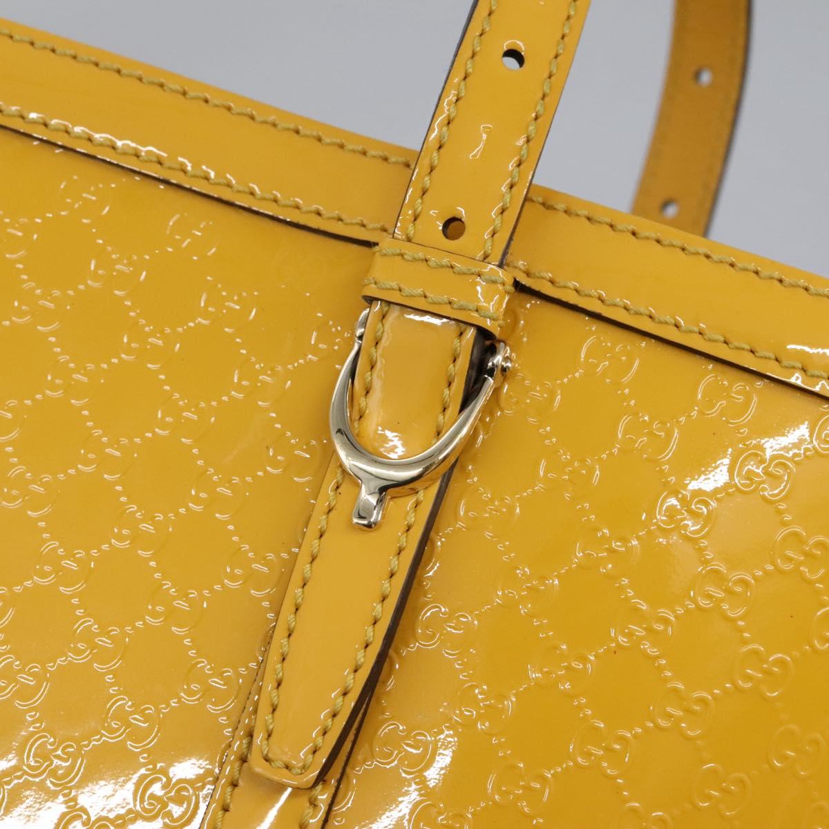 GUCCI Micro GG Canvas Hand Bag Patent leather Yellow 336776 Auth 114217