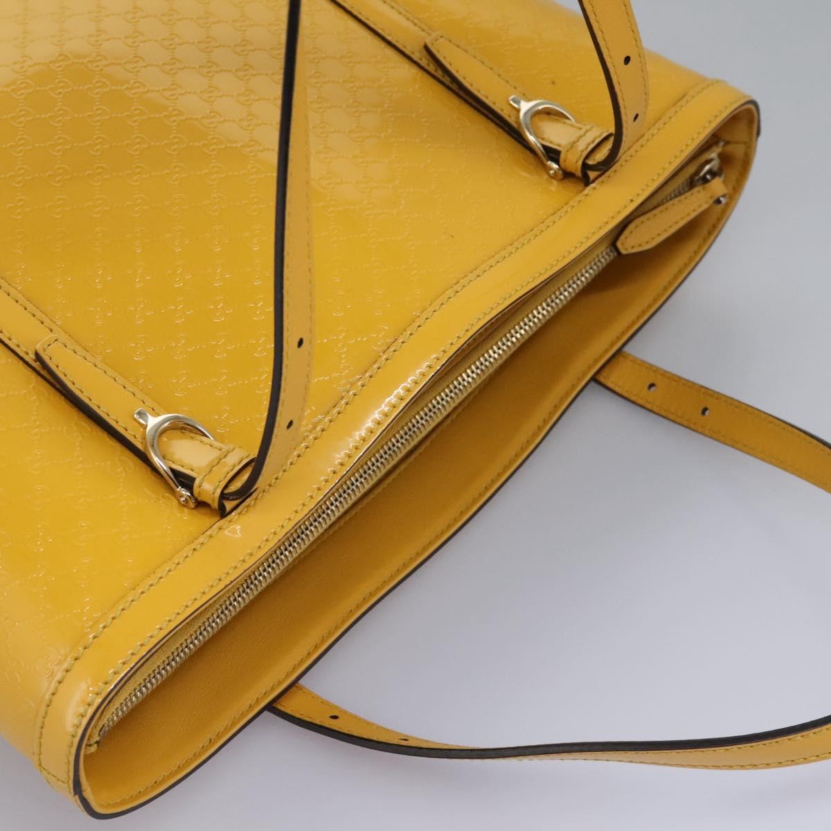 GUCCI Micro GG Canvas Hand Bag Patent leather Yellow 336776 Auth 114217