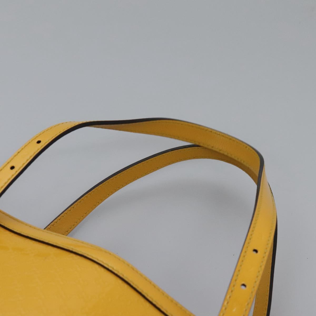 GUCCI Micro GG Canvas Hand Bag Patent leather Yellow 336776 Auth 114217