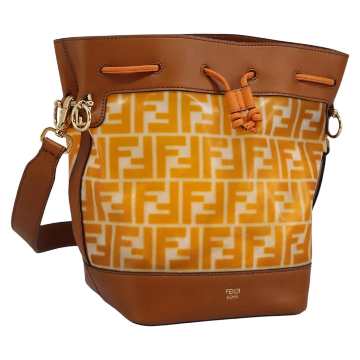 FENDI Zucca Canvas Shoulder Bag Orange Auth 114244V