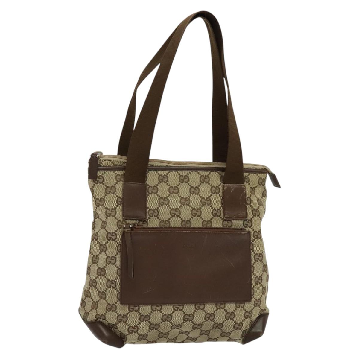 GUCCI GG Canvas Tote Bag Beige 019 0402 Auth 114245