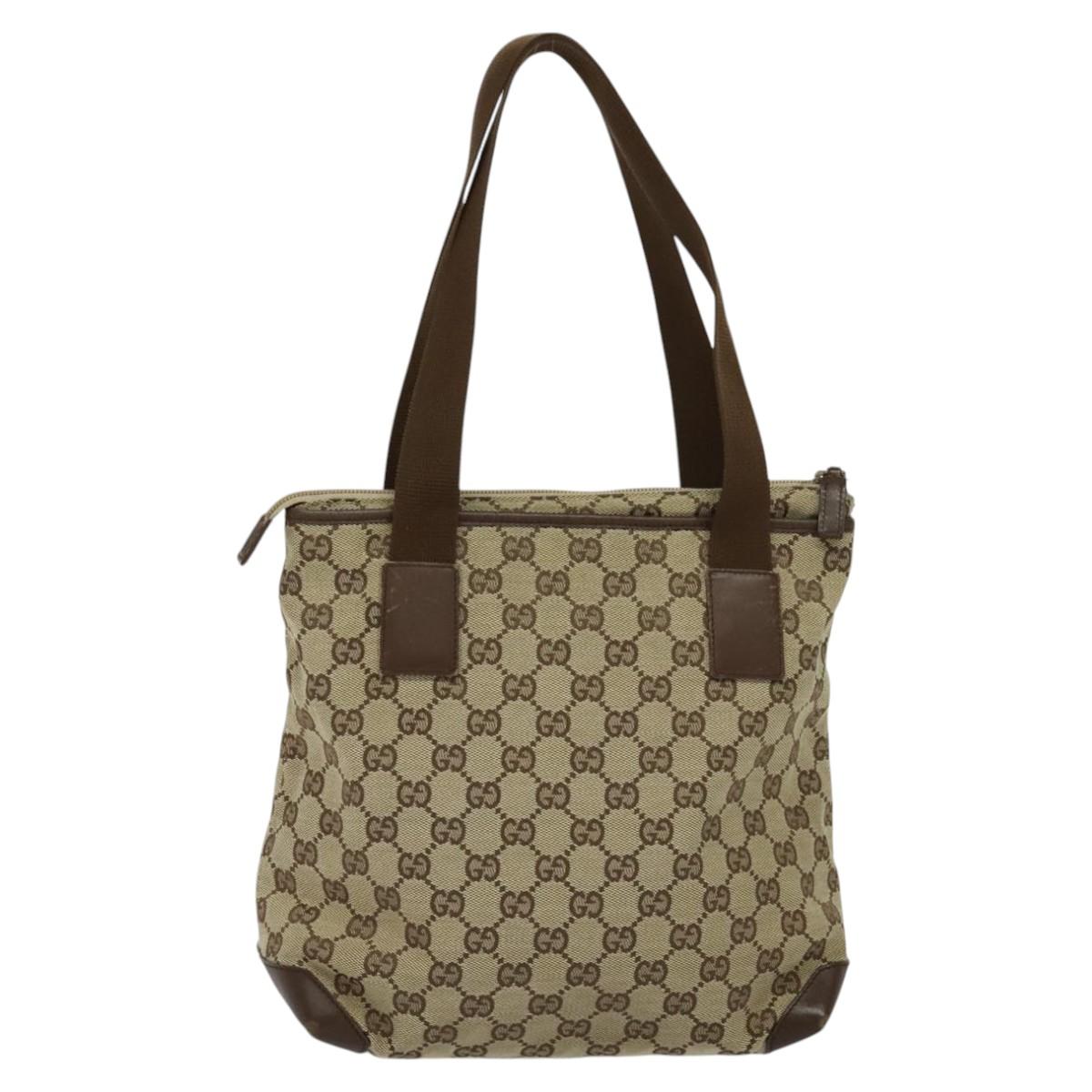 GUCCI GG Canvas Tote Bag Beige 019 0402 Auth 114245