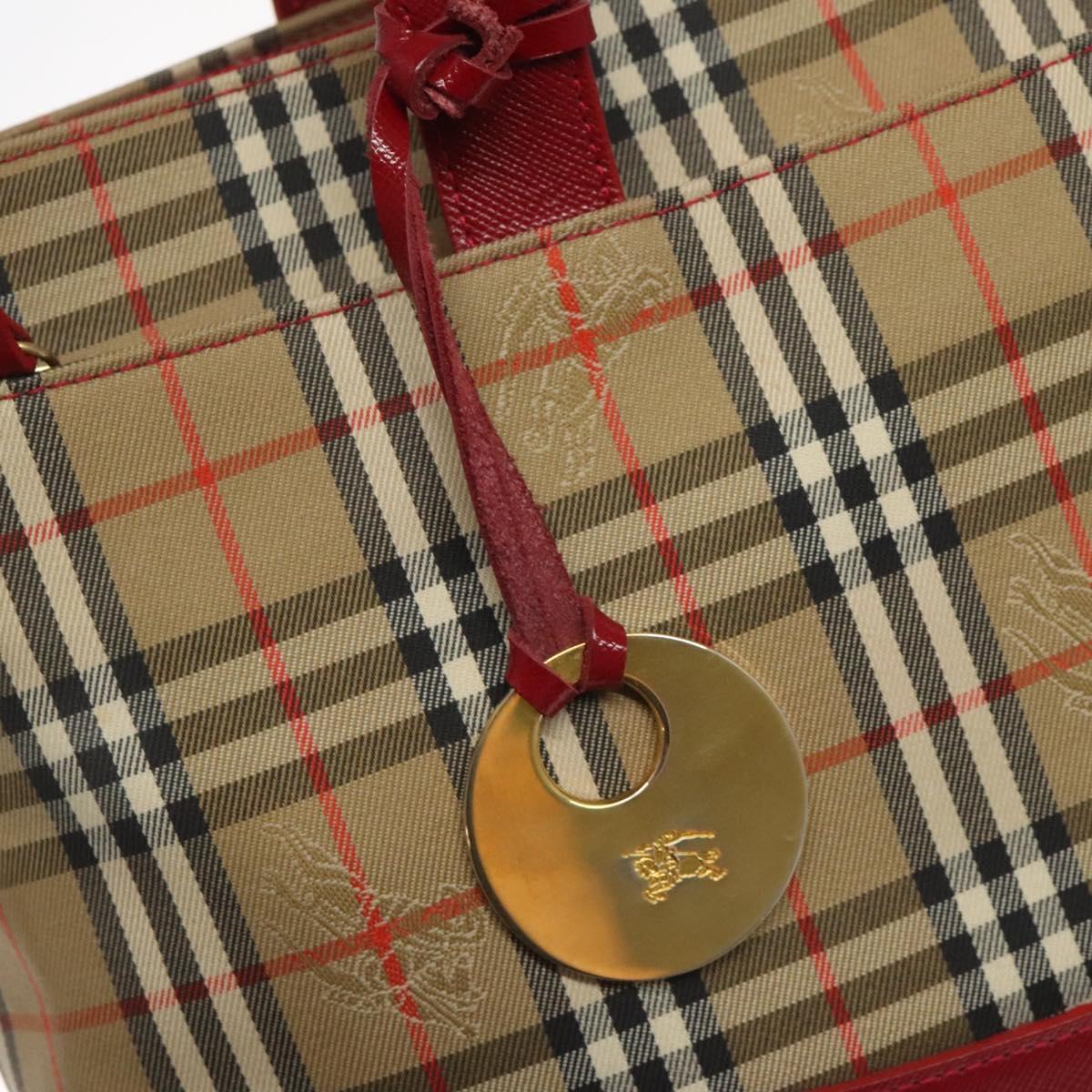 BURBERRY Nova Check Hand Bag Canvas Beige Auth 114246