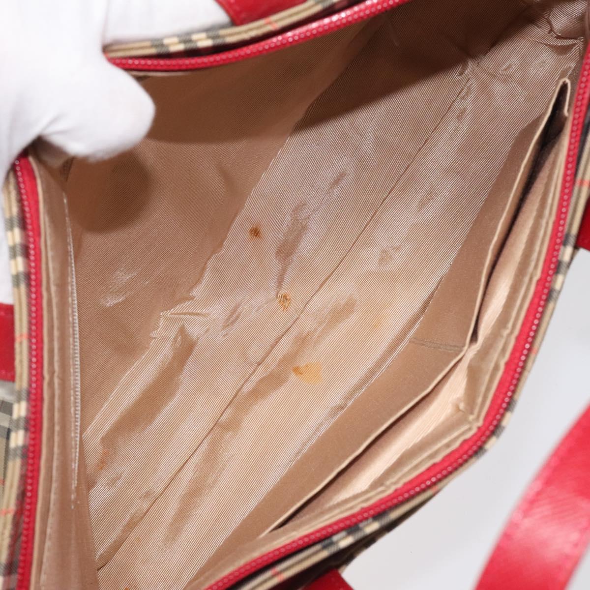 BURBERRY Nova Check Hand Bag Canvas Beige Auth 114246