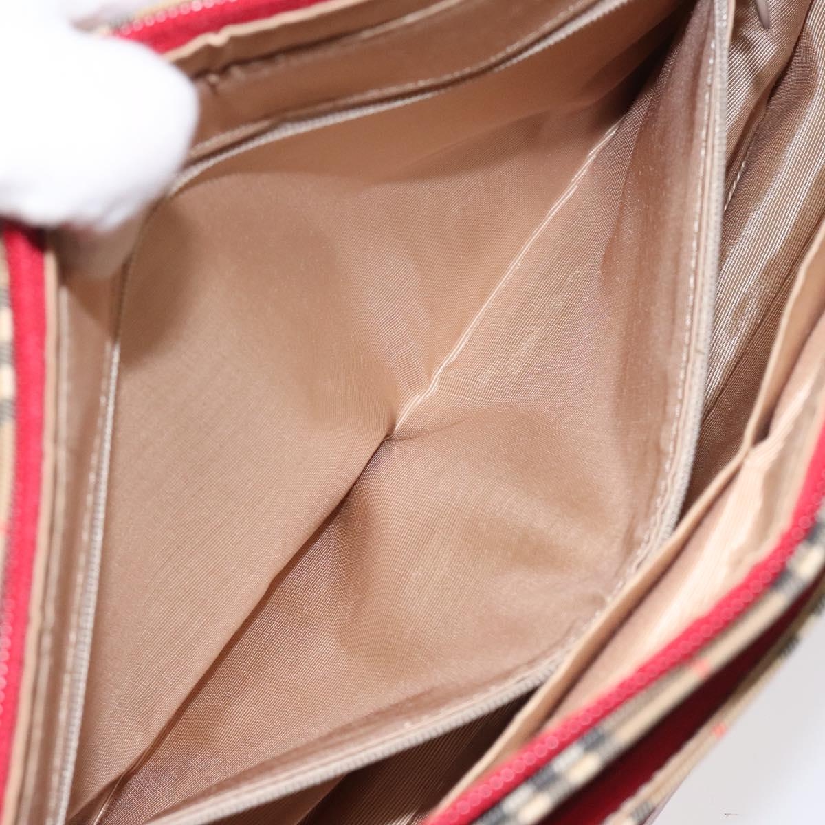 BURBERRY Nova Check Hand Bag Canvas Beige Auth 114246