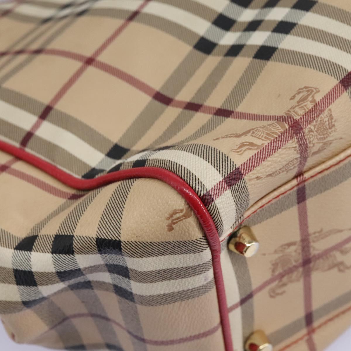 BURBERRY Nova Check Shoulder Bag PVC Leather Beige Auth 114263