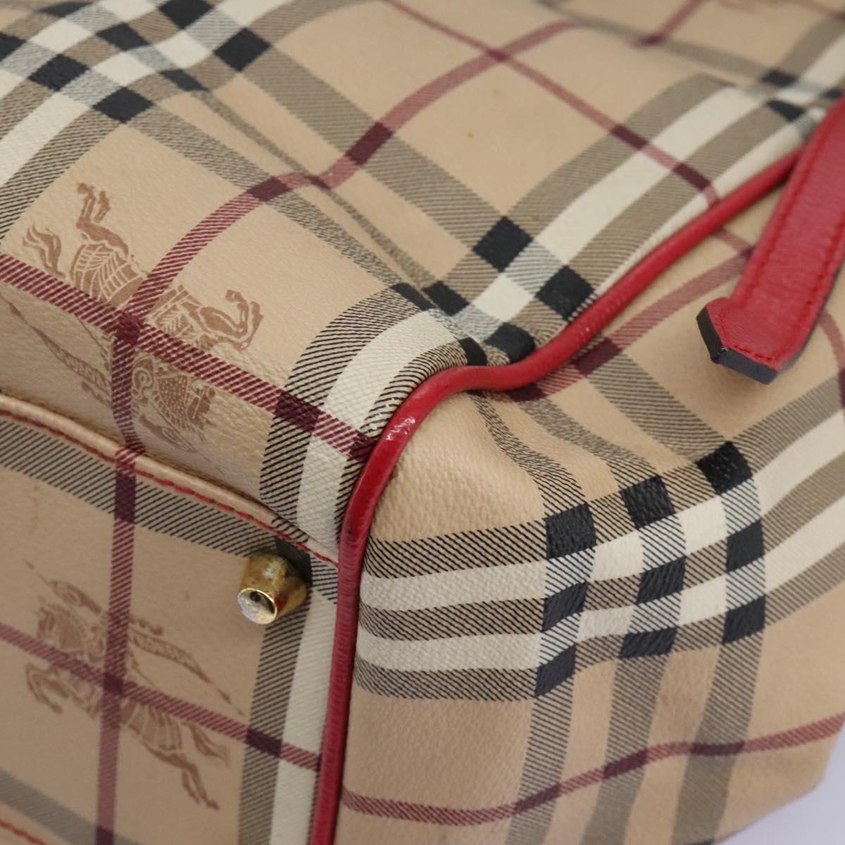 BURBERRY Nova Check Shoulder Bag PVC Leather Beige Auth 114263