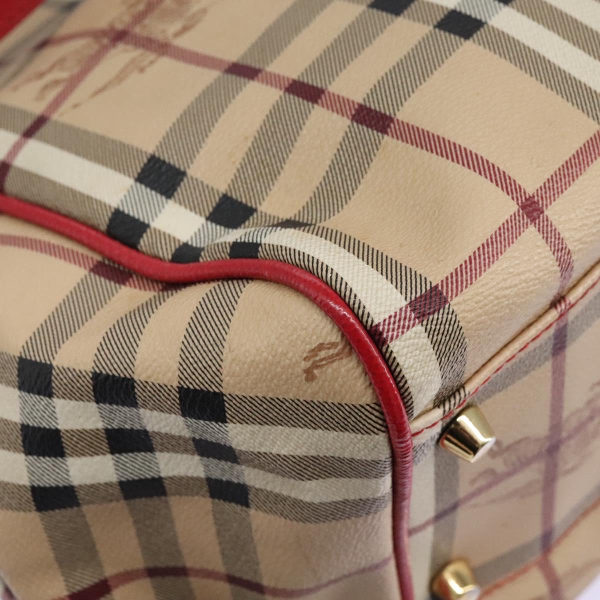 BURBERRY Nova Check Shoulder Bag PVC Leather Beige Auth 114263