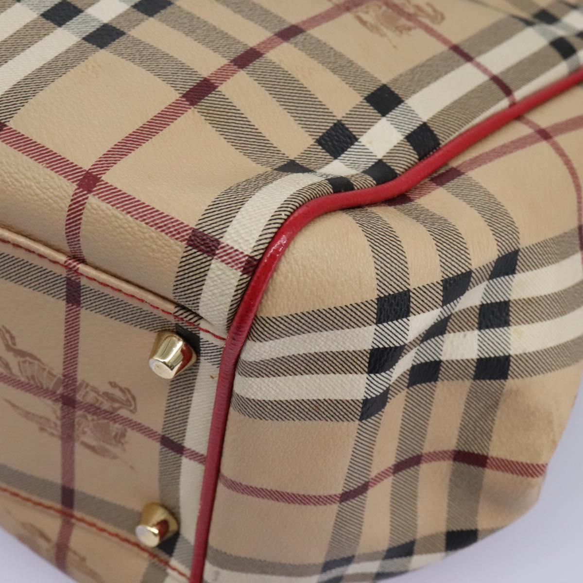 BURBERRY Nova Check Shoulder Bag PVC Leather Beige Auth 114263