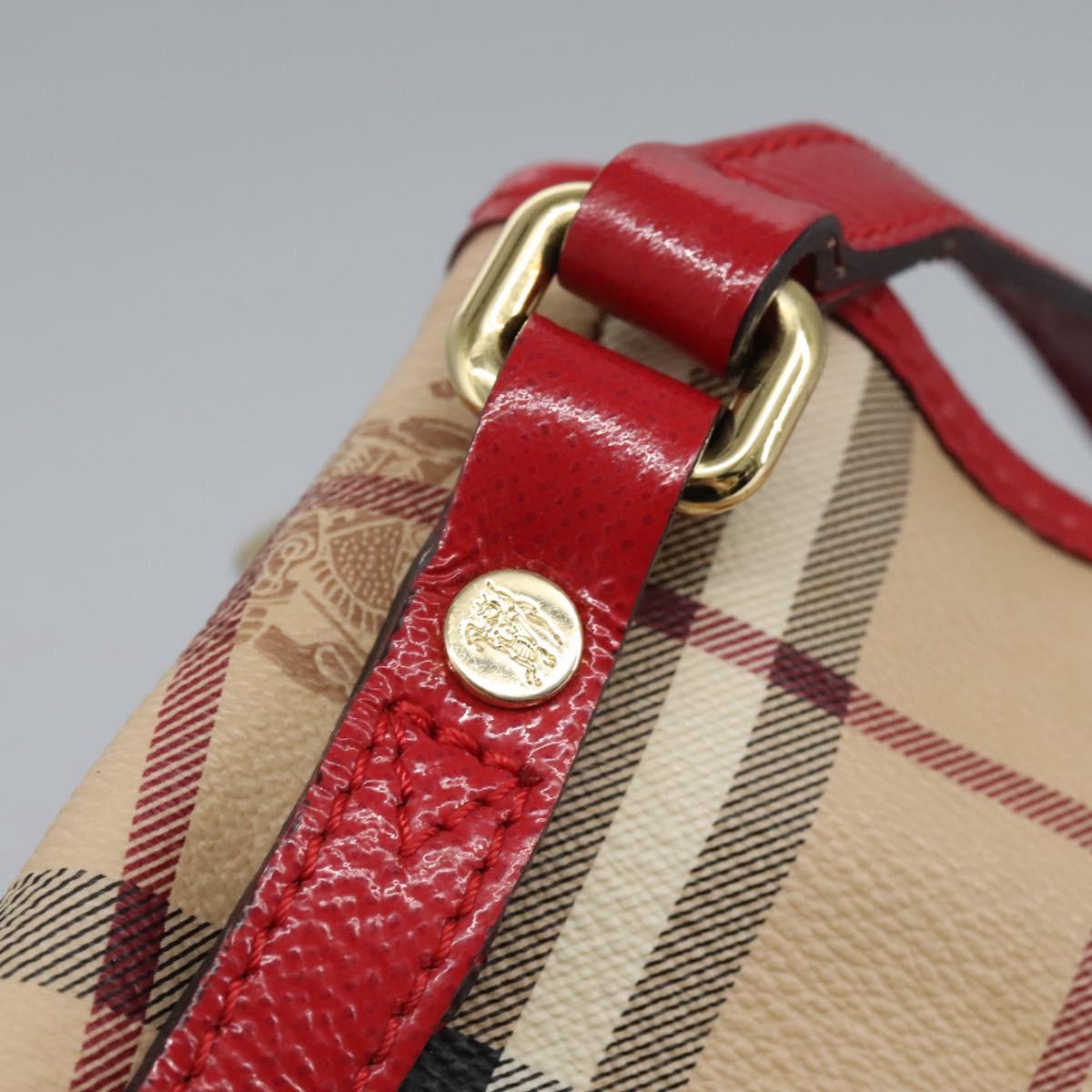 BURBERRY Nova Check Shoulder Bag PVC Leather Beige Auth 114263